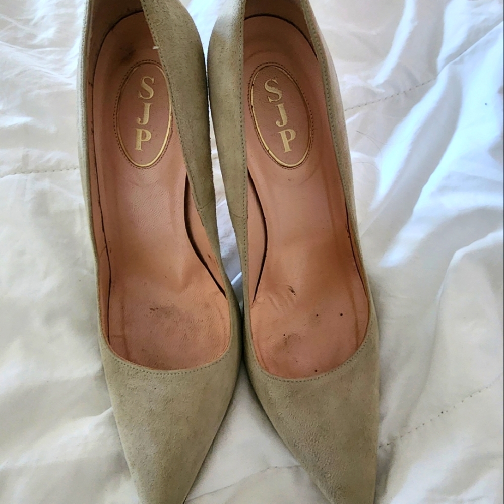 SJP Suede Gray heel